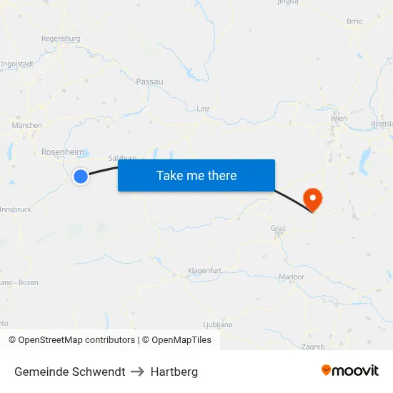 Gemeinde Schwendt to Hartberg map
