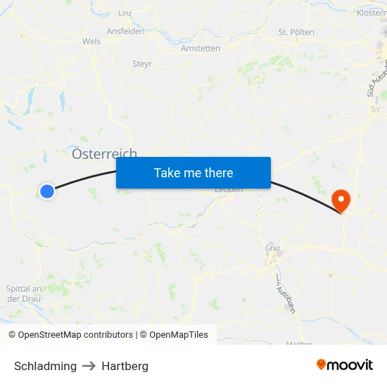 Schladming to Hartberg map