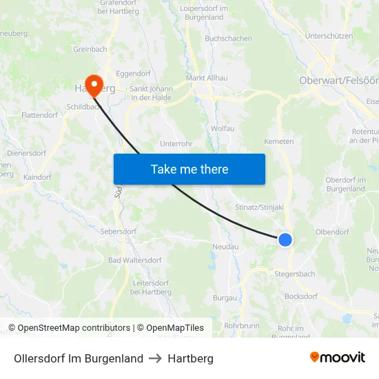Ollersdorf Im Burgenland to Hartberg map