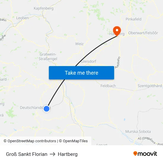 Groß Sankt Florian to Hartberg map