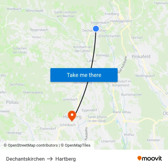 Dechantskirchen to Hartberg map