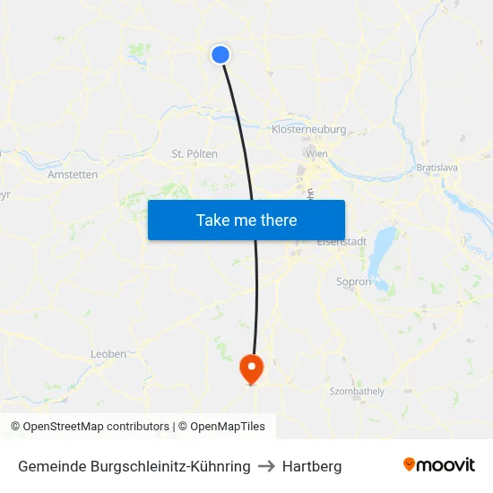 Gemeinde Burgschleinitz-Kühnring to Hartberg map