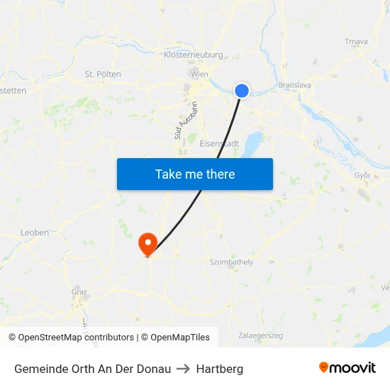 Gemeinde Orth An Der Donau to Hartberg map