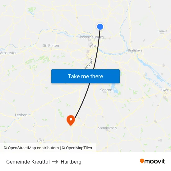 Gemeinde Kreuttal to Hartberg map