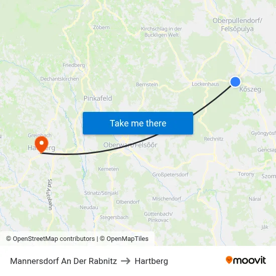 Mannersdorf An Der Rabnitz to Hartberg map