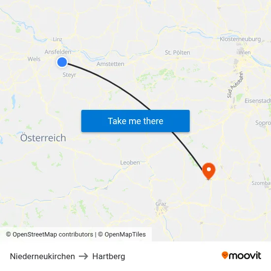 Niederneukirchen to Hartberg map