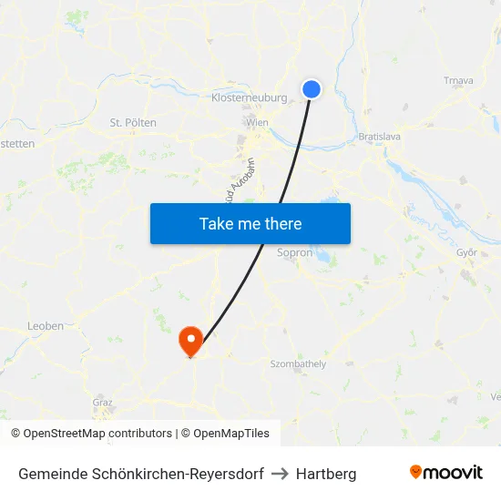 Gemeinde Schönkirchen-Reyersdorf to Hartberg map