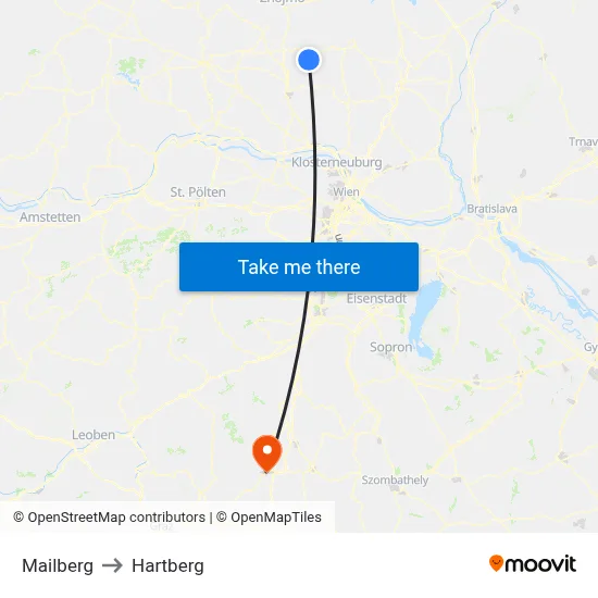 Mailberg to Hartberg map