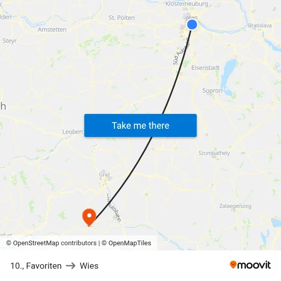 10., Favoriten to Wies map