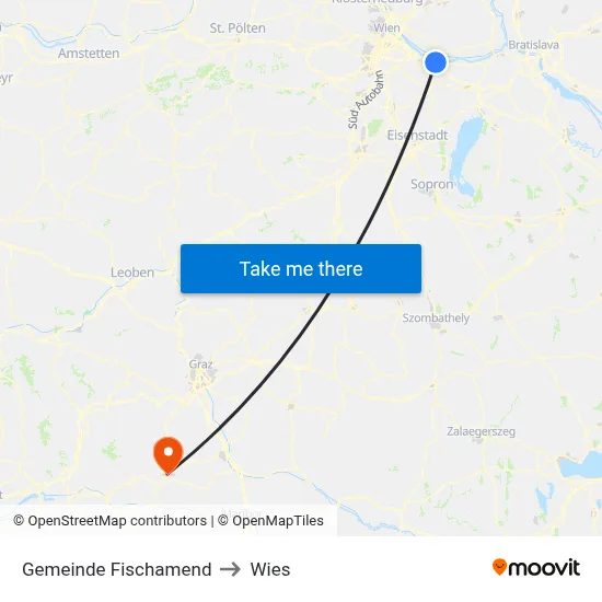 Gemeinde Fischamend to Wies map