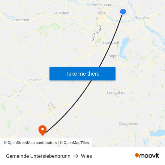 Gemeinde Untersiebenbrunn to Wies map
