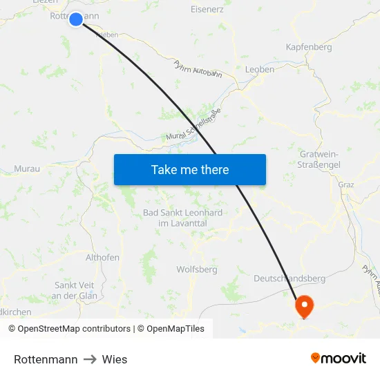 Rottenmann to Wies map