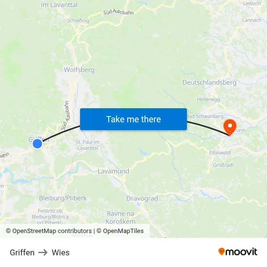 Griffen to Wies map