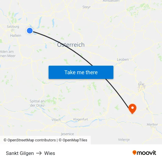 Sankt Gilgen to Wies map
