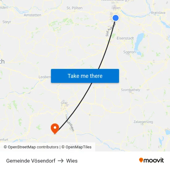 Gemeinde Vösendorf to Wies map