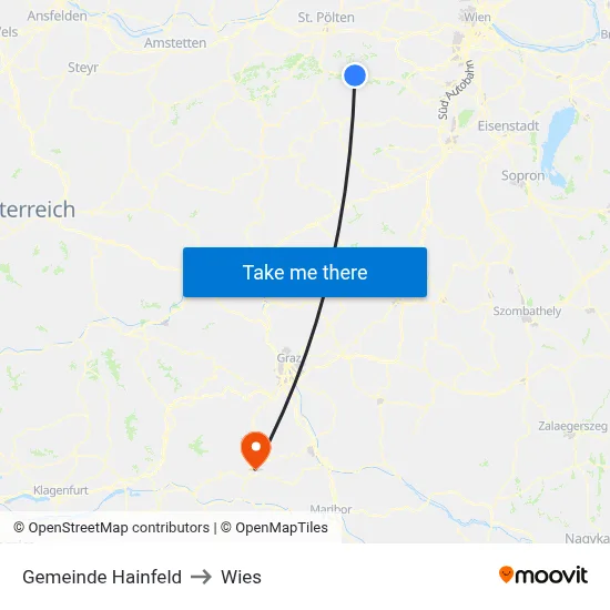 Gemeinde Hainfeld to Wies map