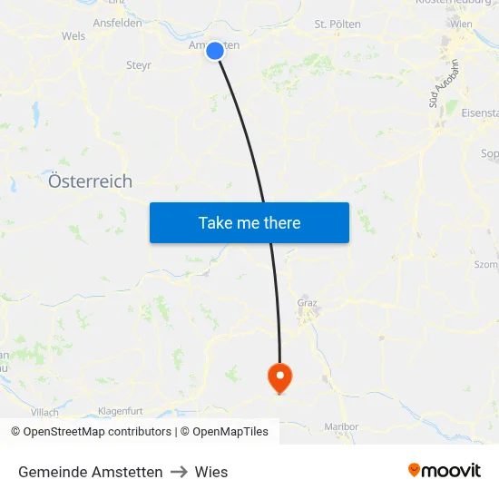 Gemeinde Amstetten to Wies map