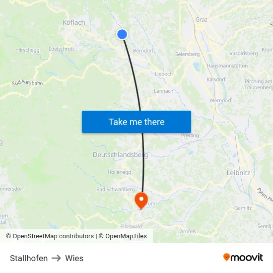 Stallhofen to Wies map