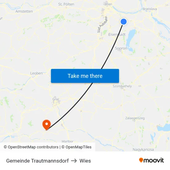 Gemeinde Trautmannsdorf to Wies map