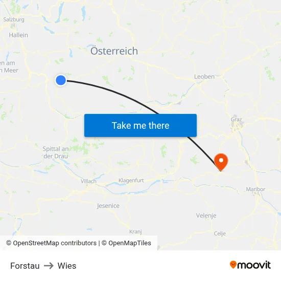Forstau to Wies map