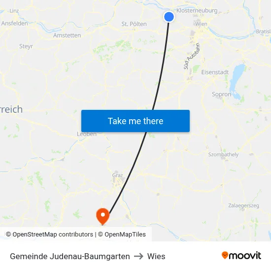 Gemeinde Judenau-Baumgarten to Wies map