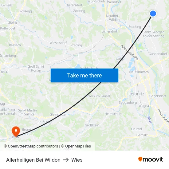 Allerheiligen Bei Wildon to Wies map