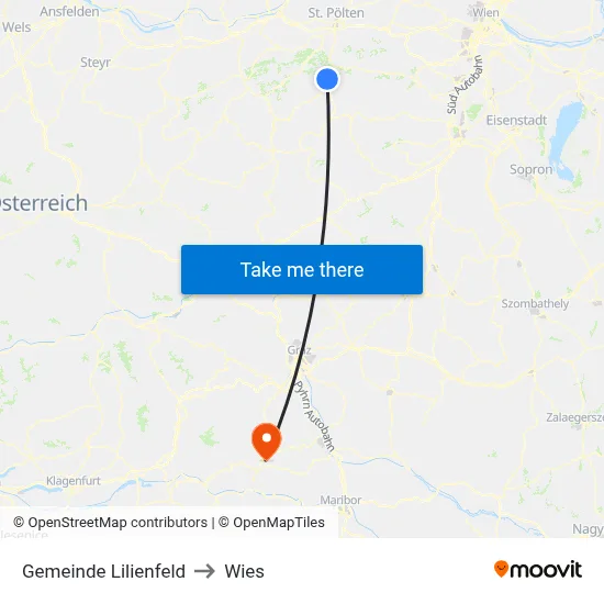 Gemeinde Lilienfeld to Wies map