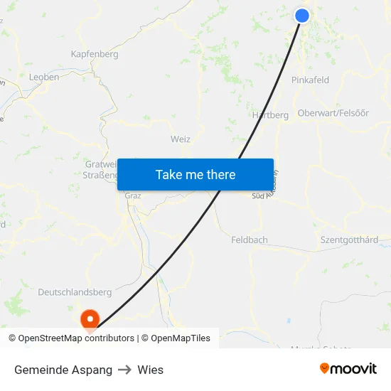 Gemeinde Aspang to Wies map
