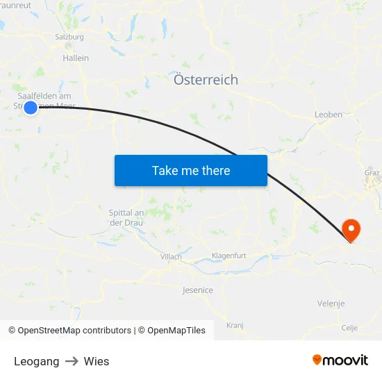 Leogang to Wies map
