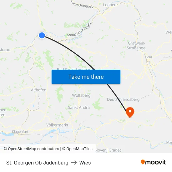 St. Georgen Ob Judenburg to Wies map