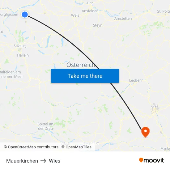 Mauerkirchen to Wies map