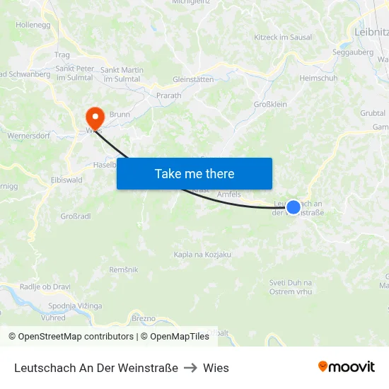 Leutschach An Der Weinstraße to Wies map