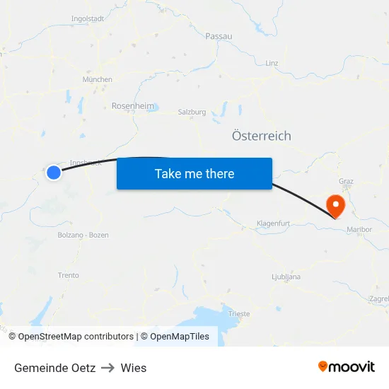 Gemeinde Oetz to Wies map