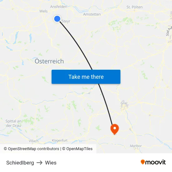 Schiedlberg to Wies map
