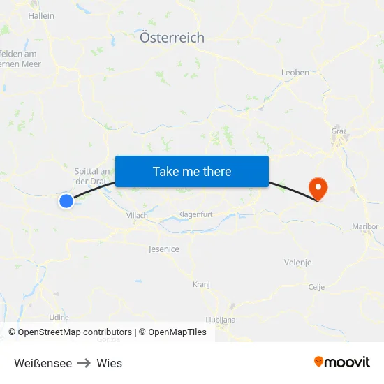 Weißensee to Wies map