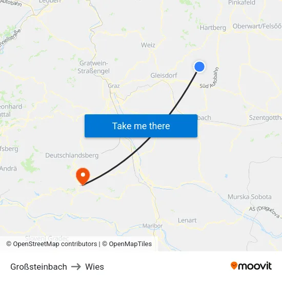 Großsteinbach to Wies map