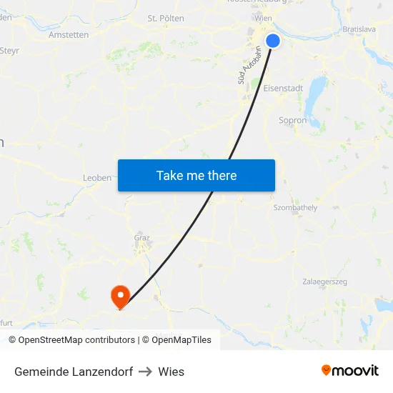 Gemeinde Lanzendorf to Wies map