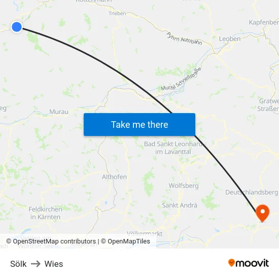 Sölk to Wies map