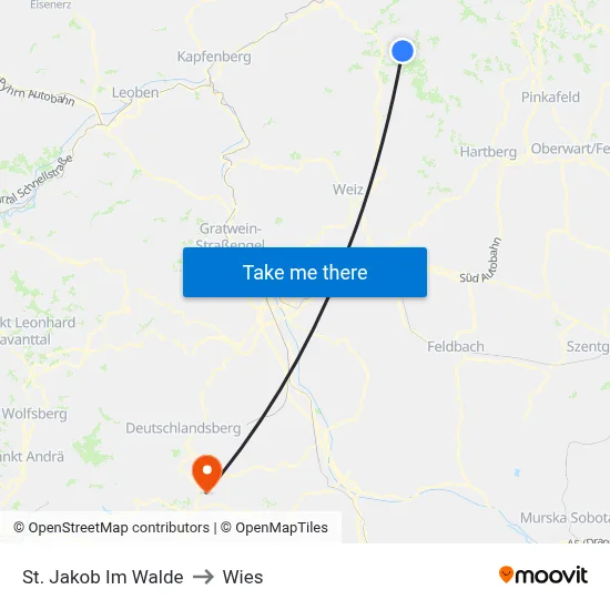 St. Jakob Im Walde to Wies map