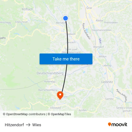 Hitzendorf to Wies map