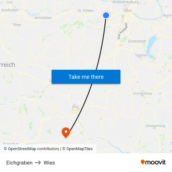 Eichgraben to Wies map