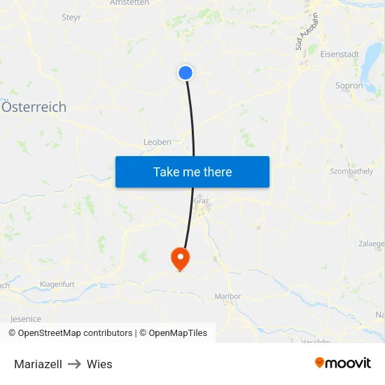 Mariazell to Wies map