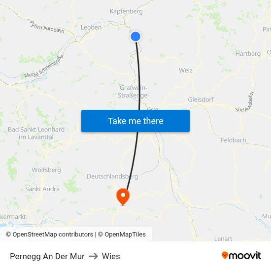 Pernegg An Der Mur to Wies map