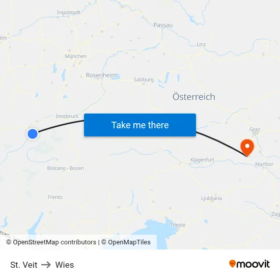 St. Veit to Wies map