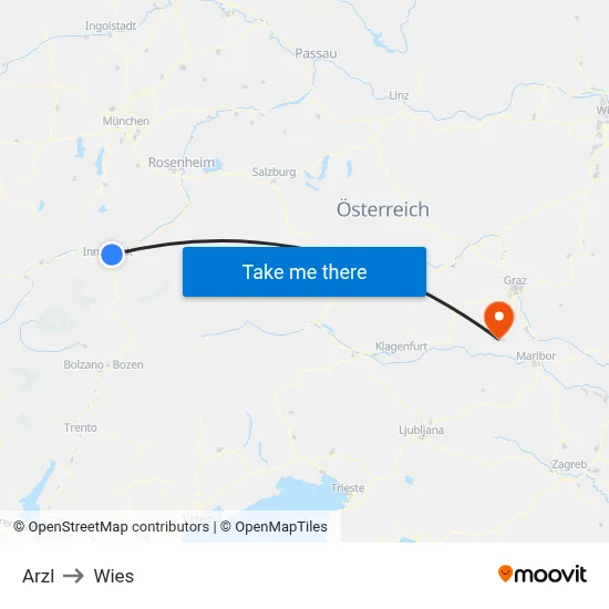Arzl to Wies map