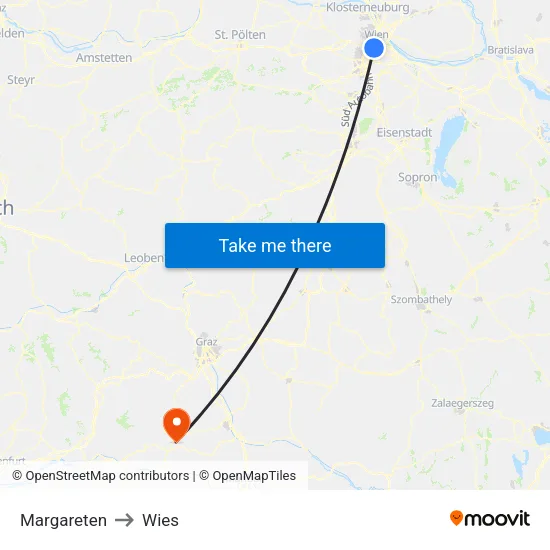 Margareten to Wies map