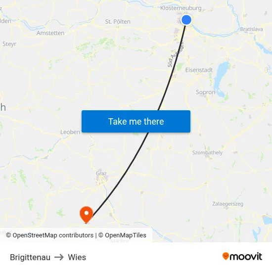 Brigittenau to Wies map