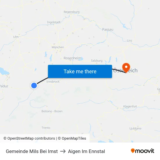 Gemeinde Mils Bei Imst to Aigen Im Ennstal map