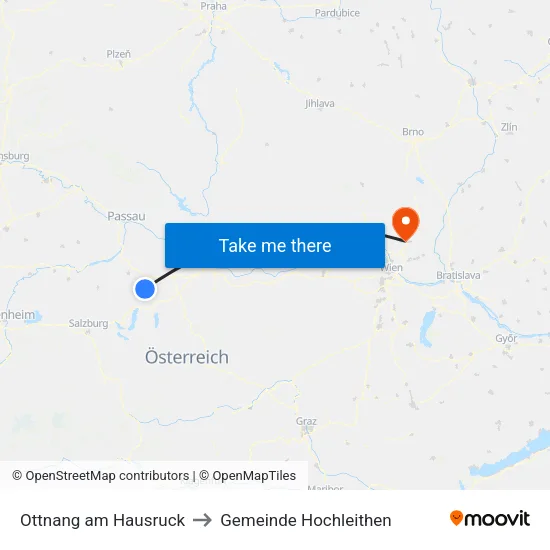 Ottnang am Hausruck to Gemeinde Hochleithen map