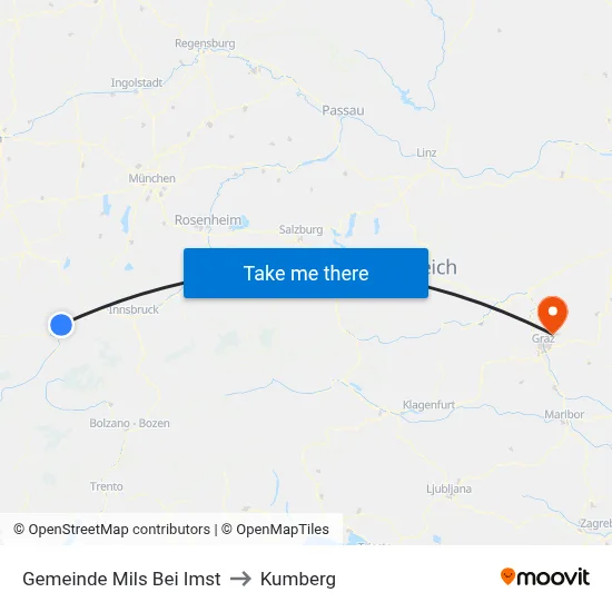 Gemeinde Mils Bei Imst to Kumberg map